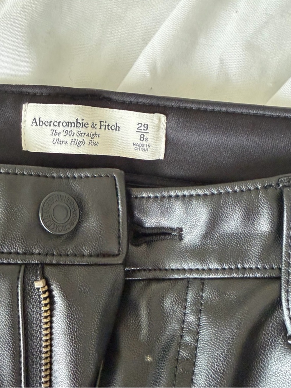Abercrombie & Fitch Black Straight-Leg ultra High rise Faux Leather Jeans - Picture 10 of 10